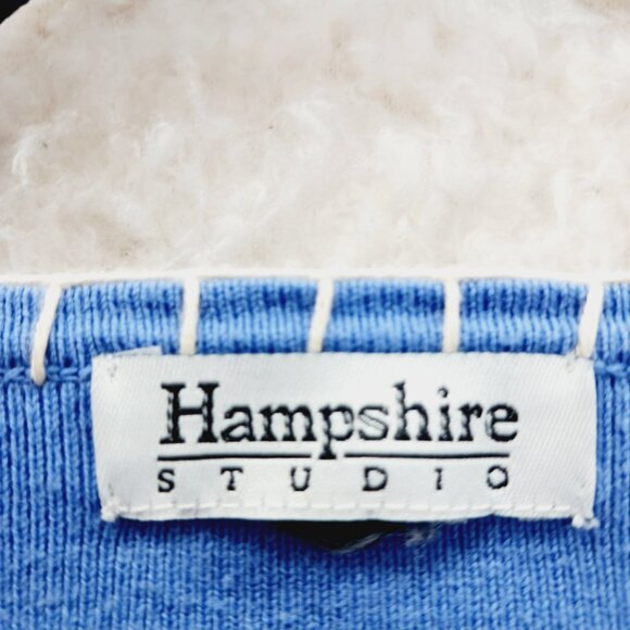 Sweater Blouse Size M Blue Stripe Tie Sailorcore Resort Coastal Grandma Preppy - Picture 13 of 13